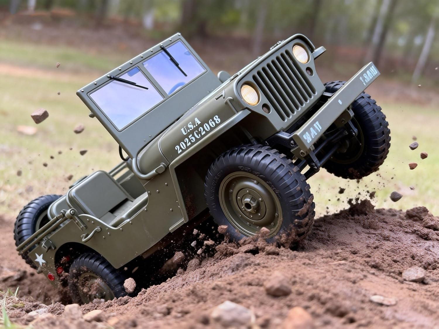 SOWOFA Remote Controlled Proportional Throttle Off-Road Military Truck C8815 Simulation All Terrain Off-Road Climbing Vehicle Model with Lighting Retro Military Card Model Suitable for Adults 14+