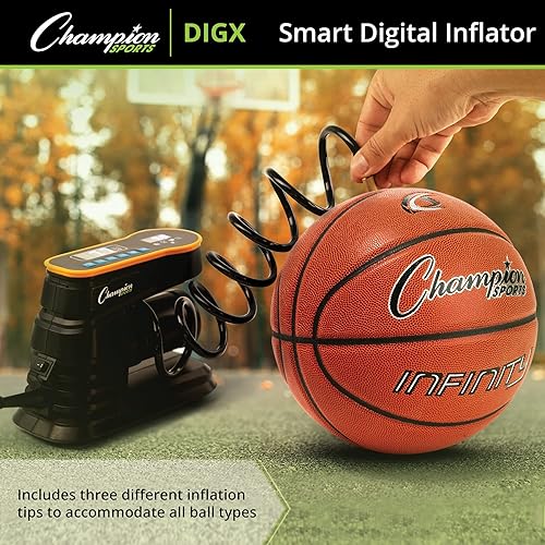 Miniatura 9 de Champion Sports Bomba de aire digital, inflador electrónico para pelotas deportivas, portátil, bomba inteligente para baloncesto, pelota de fútbol,