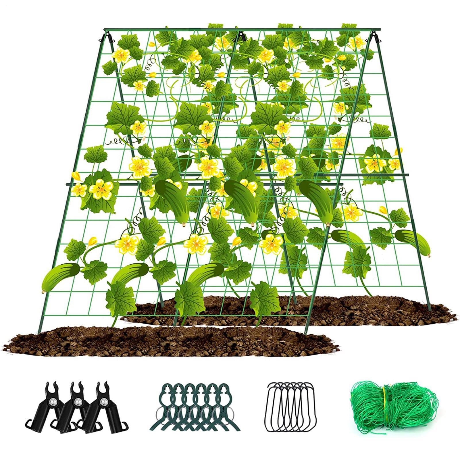 Enrejado de pepino, 48 x 48 pulgadas, enrejado de soporte para plantas con | marco en A, plegable, soporte de cultivo para plantas trepadoras, pepinos, verduras
