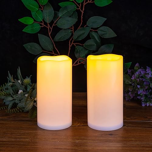 Miniatura 6 de WYZworks Velas de pilar alimentadas por energía solar, juego de 2 velas de resina de San Valentín de 4 pulgadas de profundidad x 8 pulgadas de alto,