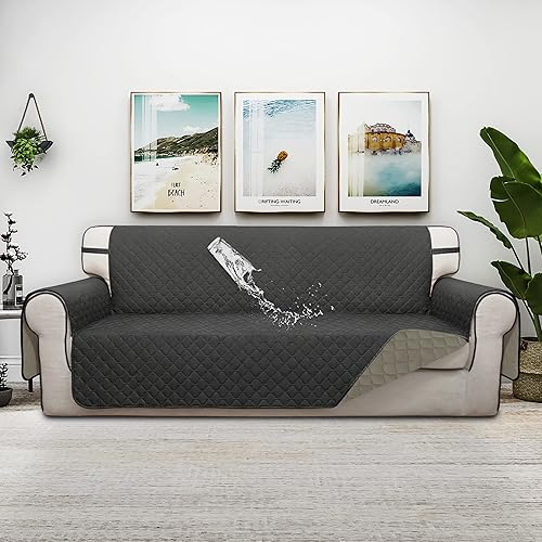 Miniatura 2 de ISSUNTEX Fundas de sofá de doble protección 100% impermeables para sala de estar, fundas de sofá reversibles para sofá de 3 cojines, funda