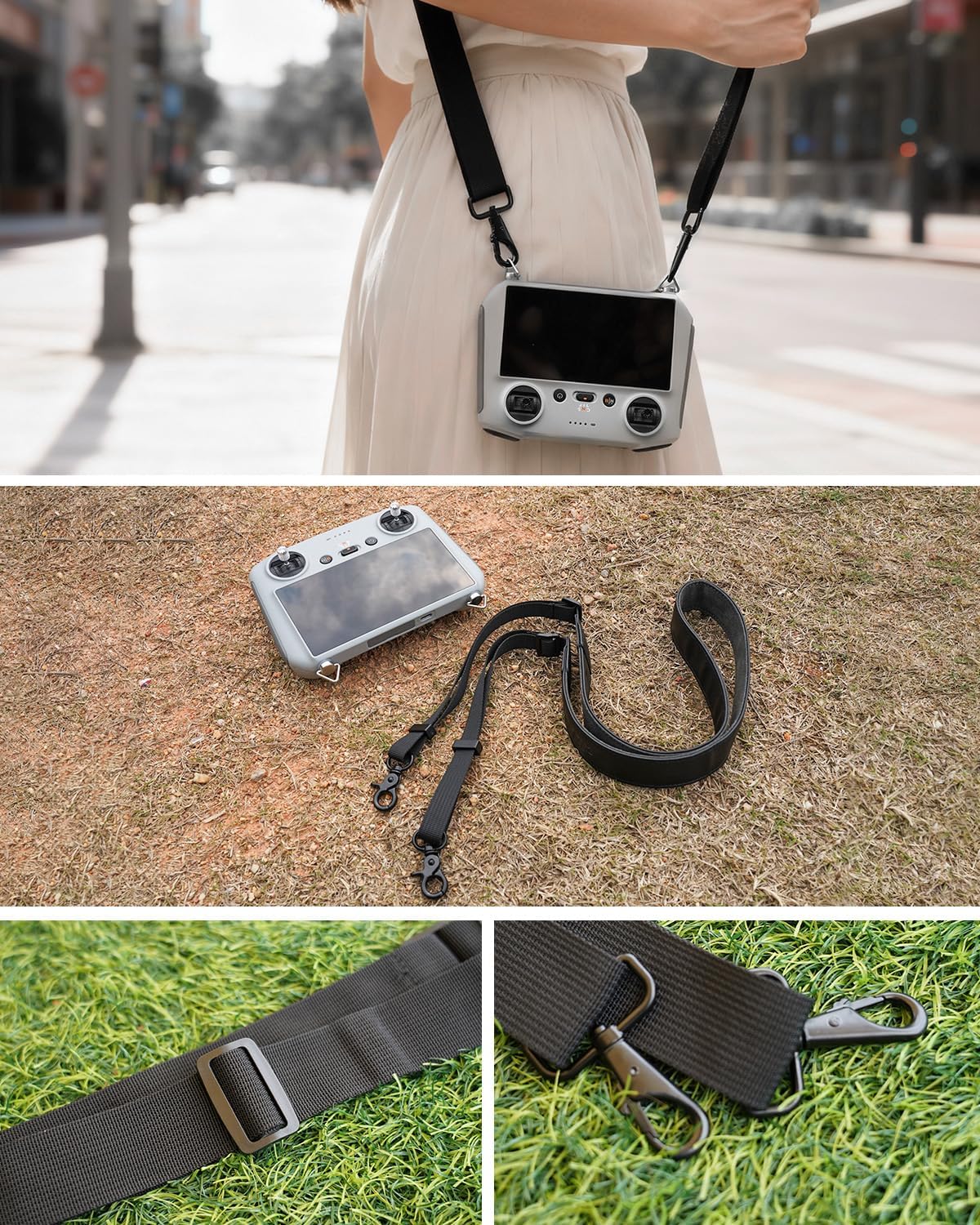 Lanyard Neck Strap for DJI RC/RC 2/RC Pro/Plus/Smart Controller Accessories, Mini 5 Pro Adjustable PU Leather Lanyard for DJI Mini 5 Pro/4/3, Air 3, Air 2S, Mavic 3, Flip, Neo Series Drone (50-63'')