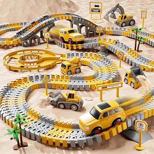 Miniatura 3 de iHaHa 236 juguetes de construcción pistas de carreras para niños y niños 6 piezas de automóvil de construcción y juego flexible para crear una