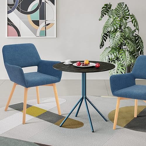 Miniatura 2 de CangLong Cojín de tela para ocio, moderno, para sala de estar, comedor, sillas de brazo para invitados de club, con patas de madera maciza, juego de