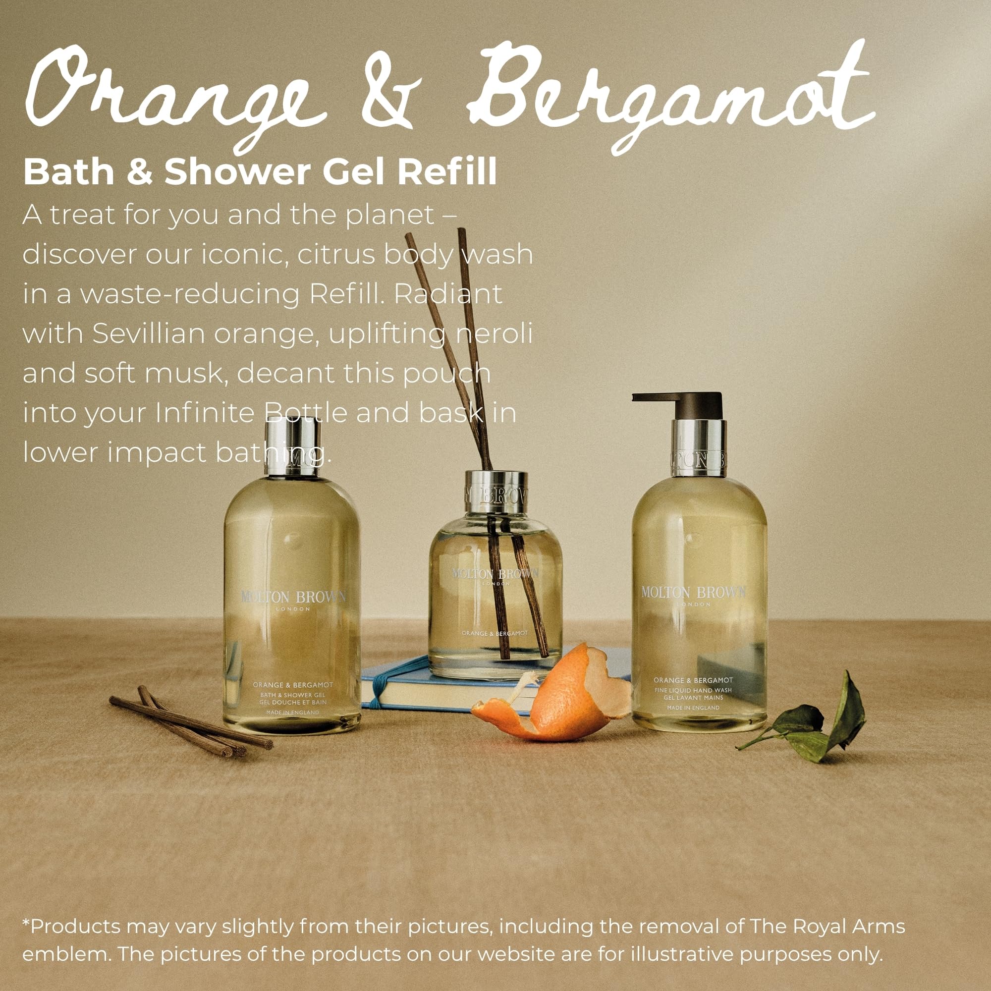 MOLTON Brown Orange & Bergamot - Recambio de gel de baño y ducha (400 ml)