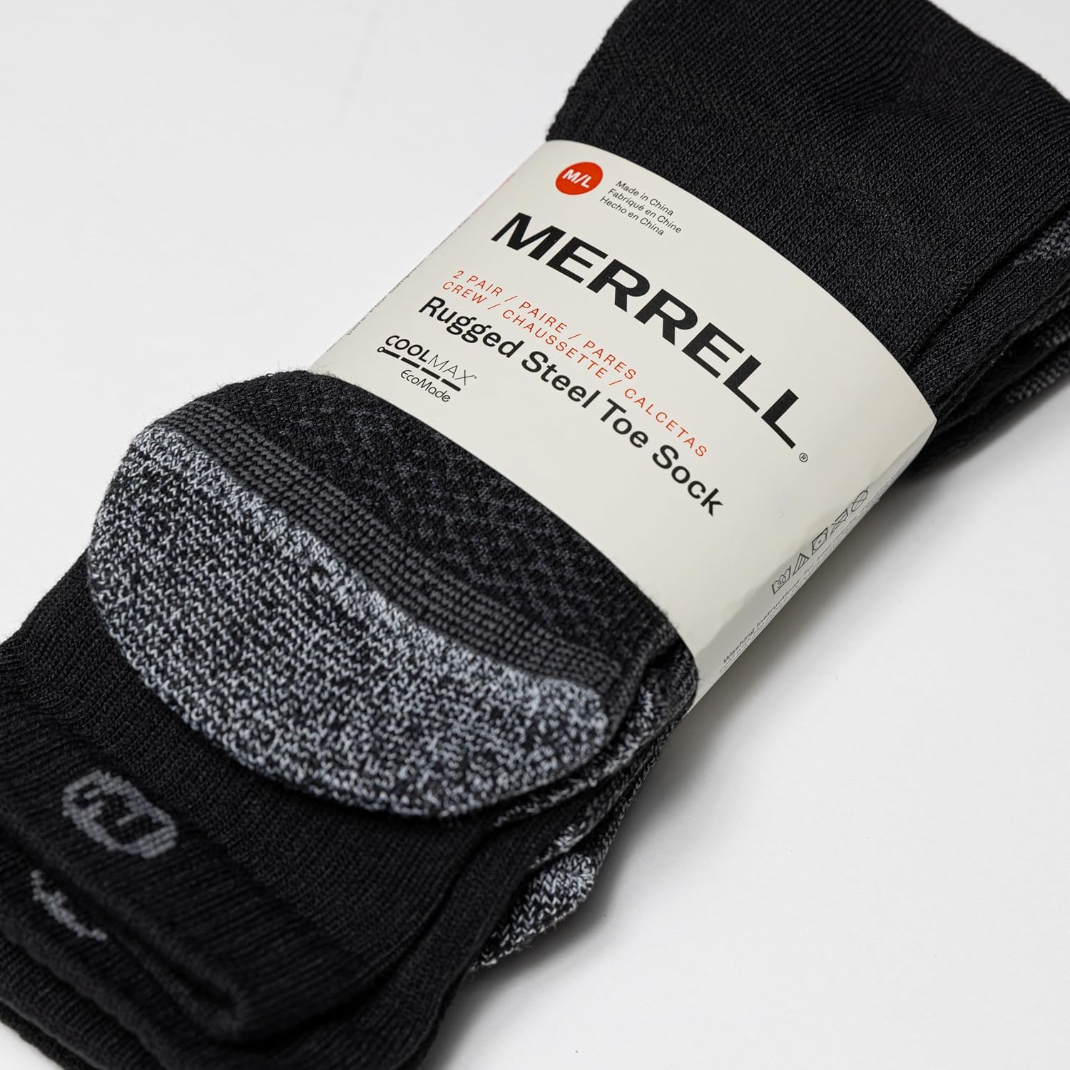 Merrell Unisex Adults Mens And Women's Socks - 2 Pair Pack Moisture Management Blister Prevention Performance Safety Toe Crew - Image 4