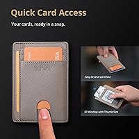 Vista 179 de Buffway - Billetera delgada minimalista de cuero con protección RFID para hombre y mujer Café Lichee