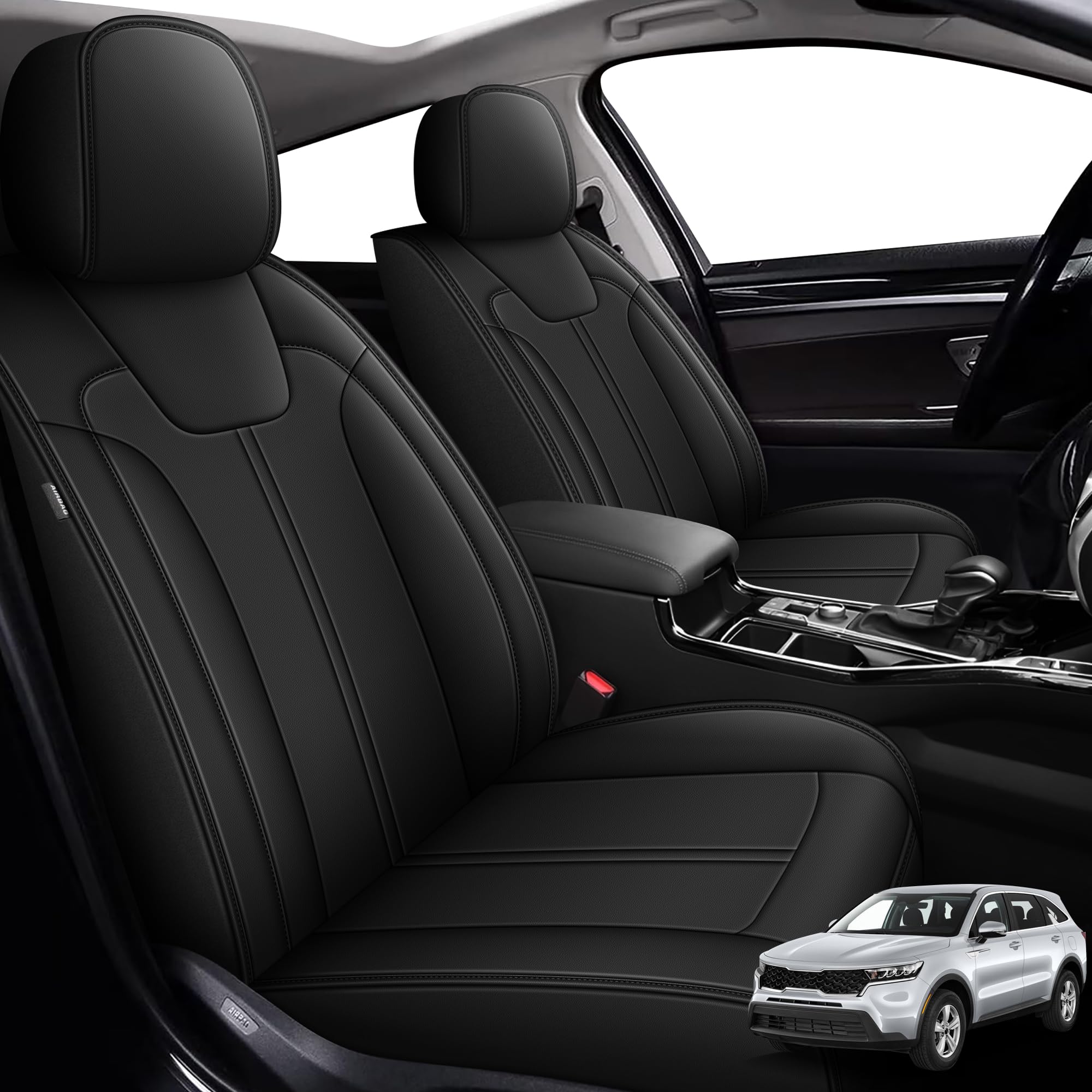 RAWAKORW Front Seat Covers (Black, Front Pair)