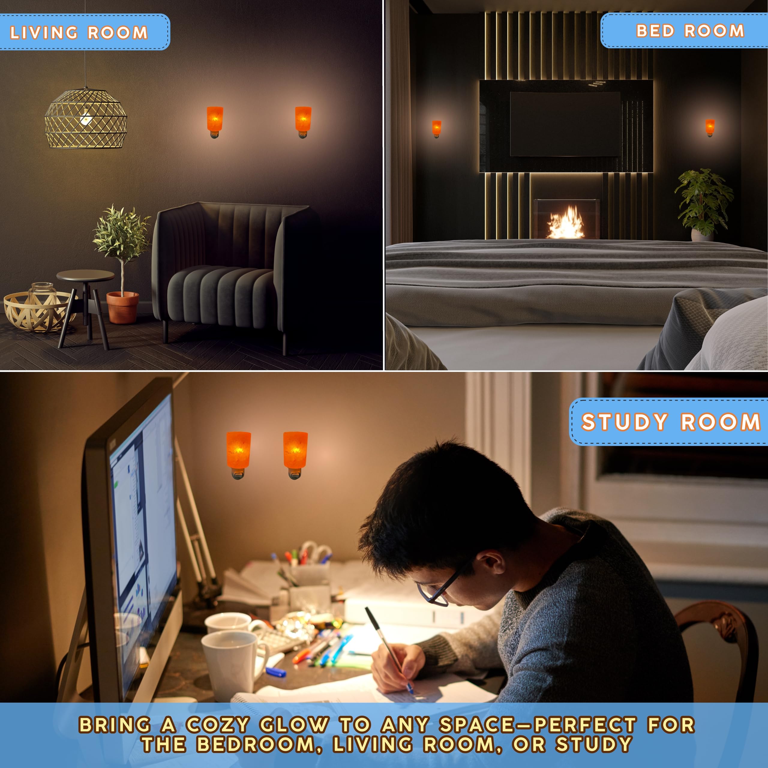 Spantik Himalayan Rock Salt Night Light Cylinder Shape 2Pack — product photo
