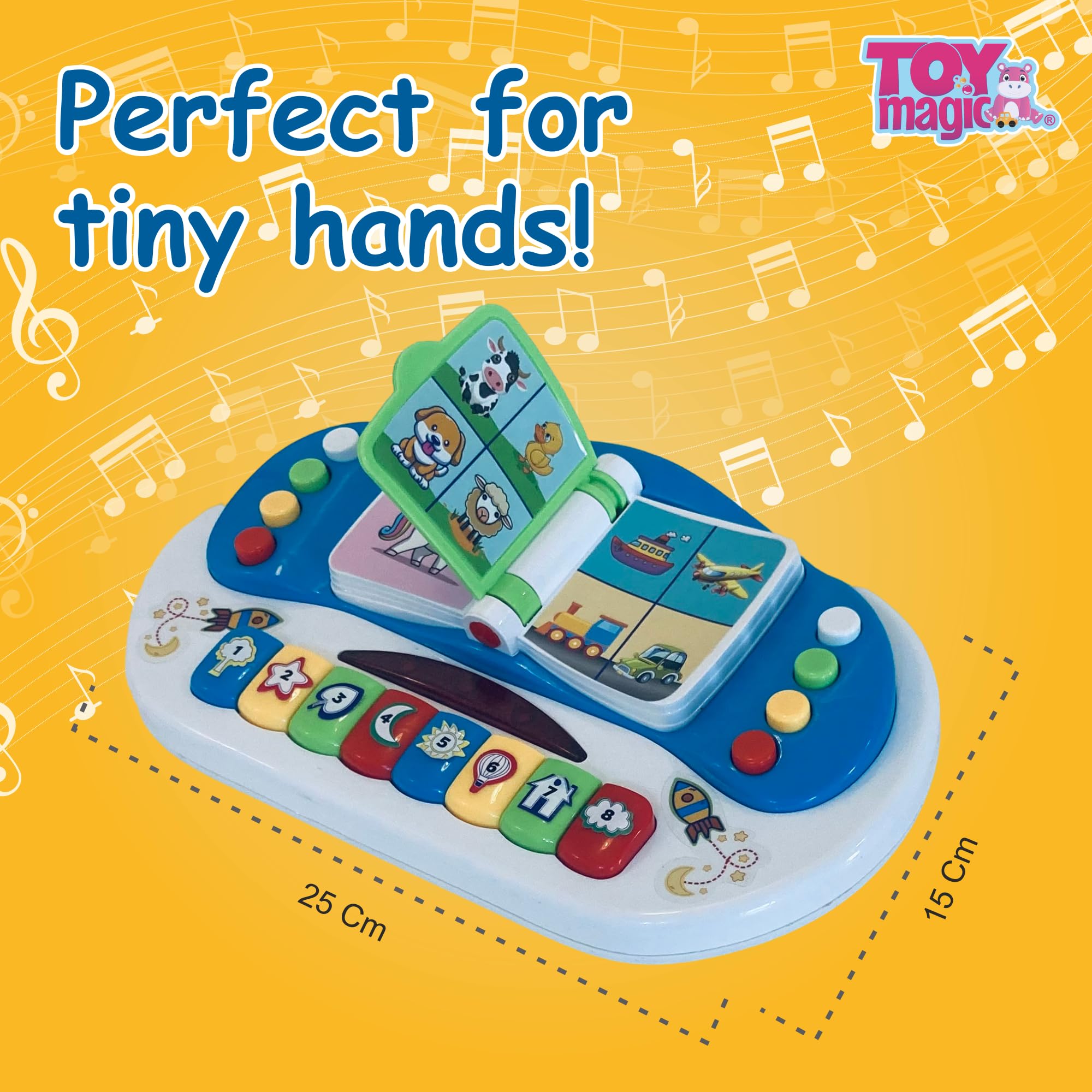 ToyMagic Interactive Musical Book Piano Toy for Kids|Early Learning Educational Sound Book with Flip Page, Animal Sounds, Nursery Rhymes & Songs|Baby & Toddler Development LED Light Toy|Ages 1-5 Years 2