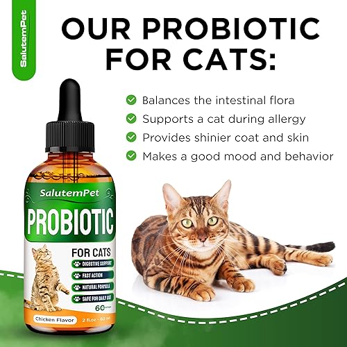 Miniatura 2 de Probióticos para gatos para apoyo digestivo  Los probióticos para gatos de interior ayudan con cólicos, malestar estomacal, diarrea, gases e