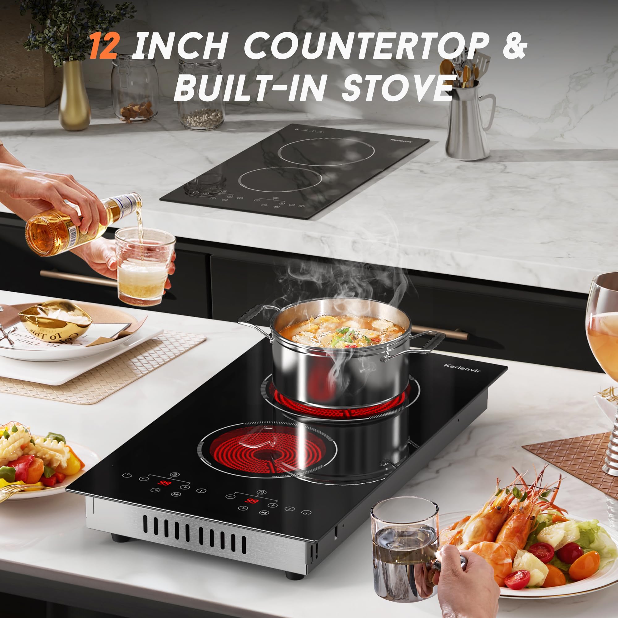 Snapklik.com : 2 Burner Electric Cooktop, 110v Electric Stove