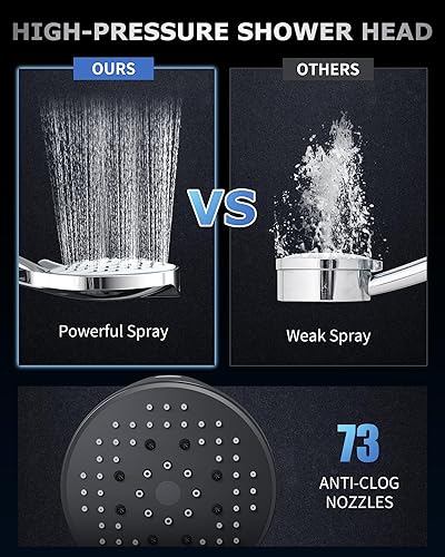 Miniatura 2 de L'amourQua - Cabezal de ducha de mano de alta presión de 6 modelos, lavado a presión integrado para limpiar bañera y mascotas, con manguera de acero