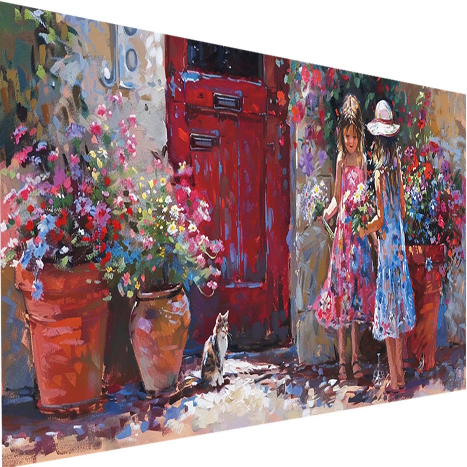 Pintar por Numeros Adultos Flor, Cuadros para Pintar por Numeros, DIY Pintar Por Numeros Gatos, Kit de Pintura al óleo de Lienzo DIY para con Pinceles, Pigmento Acrílico 100x200cm con Marco 0-3
