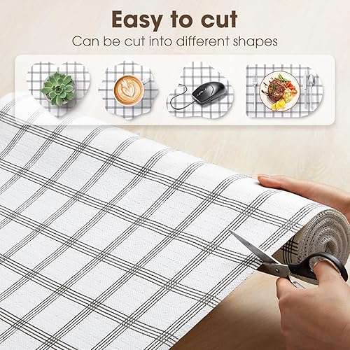 Miniatura 4 de ALIUNI Forro antideslizante para cajones y estantes, no adhesivos, gruesos, de agarre fuerte, impermeables, lavables, protegen los estantes del