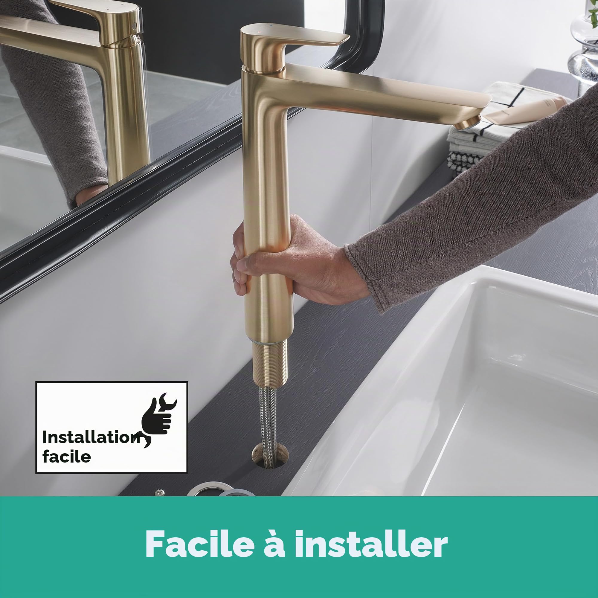 hansgrohe Talis E Mitigeur de lavabo 240, sans tirette ni vidage, bronze brossé, 71717140