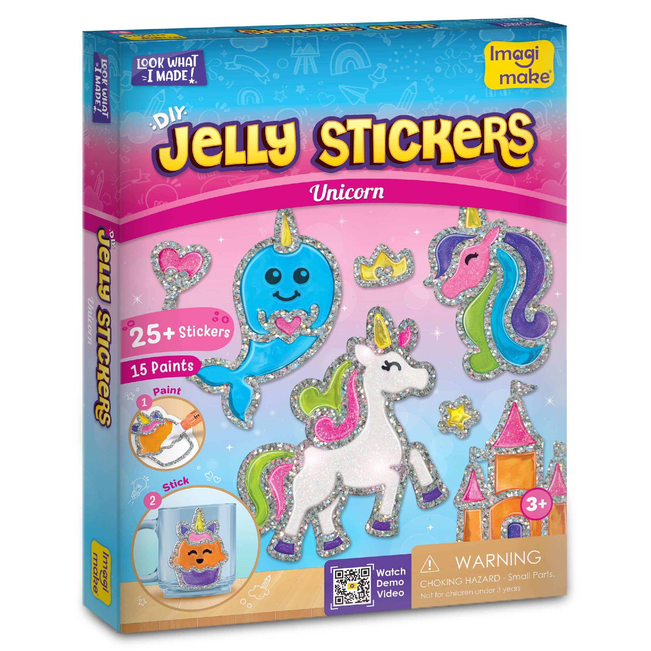 Imagimake DIY Jelly Stickers - Unicorn | 25+ Stickers - Paint, Peel & Stick | Art Set for Kids Ages 3-7 | Craft Kits for Girls | Mess Free Activity | Unicorn Gifts for Girls Ages 3,4,5,6,7,8 Years Old