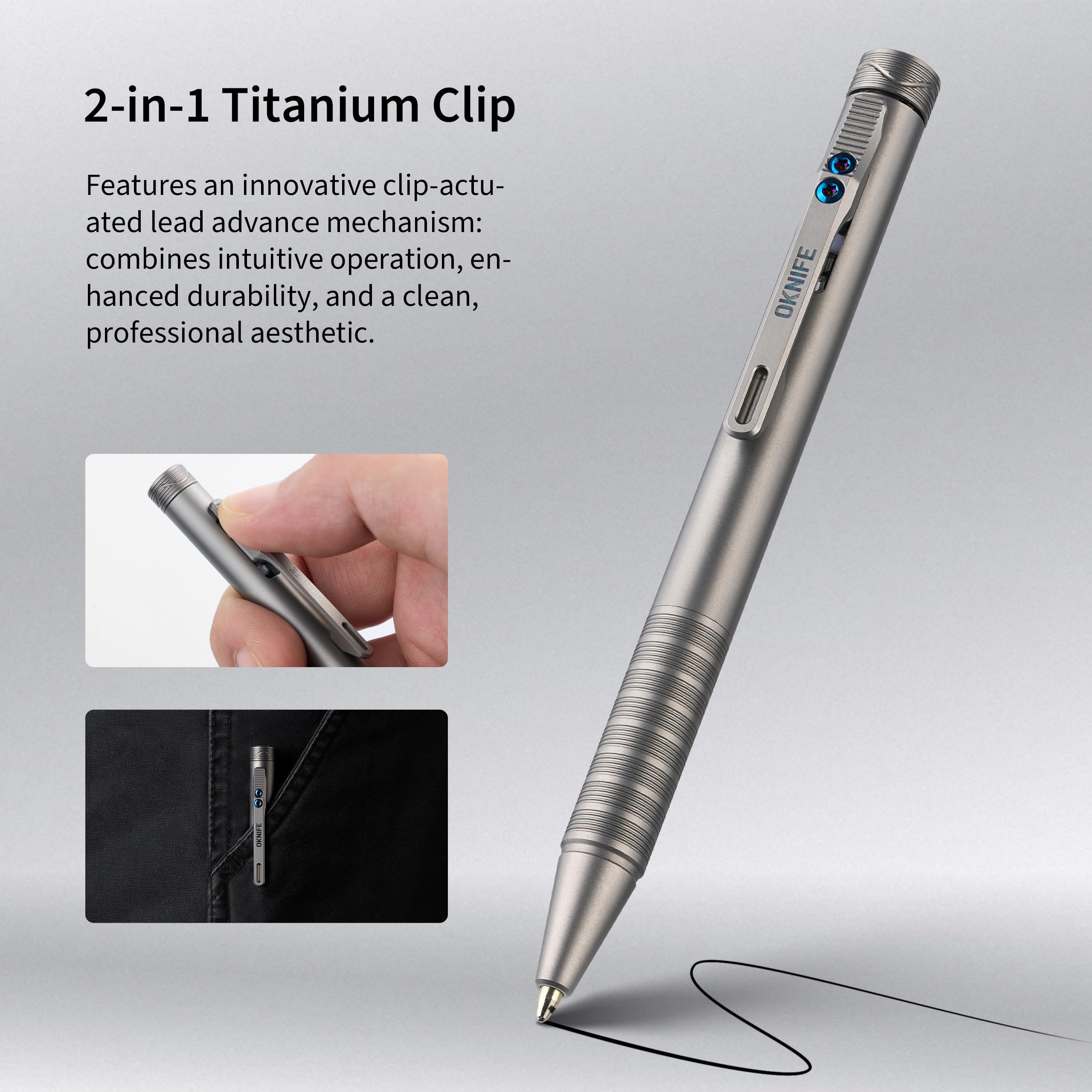 OKNIFE B1 チタン製 EDC ボールペン＆O-Refill 2点セット Amazon.co.jp: OKNIFE B1 Ti チタンペン 2イン1クリップ付き ボルト