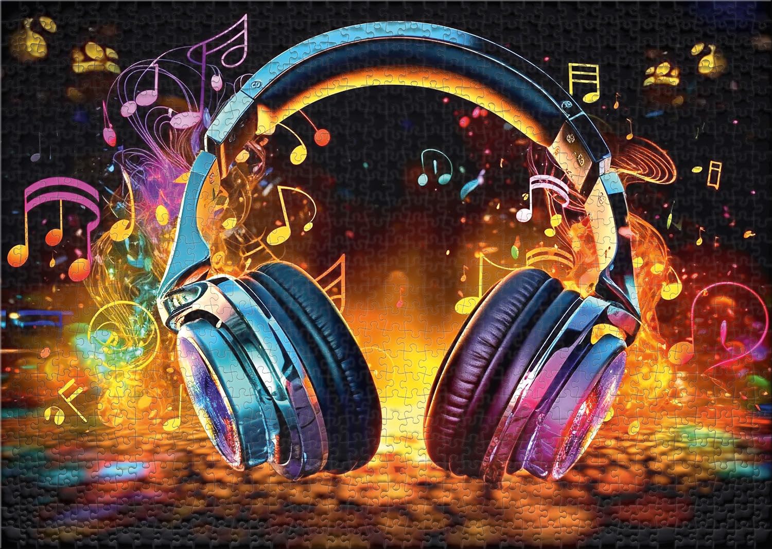 Ulmer Puzzleschmiede Puzzle Magic Music de 2000 pièces - Puzzle à Effets créatifs avec Symboles de Musique et Couleurs Vives