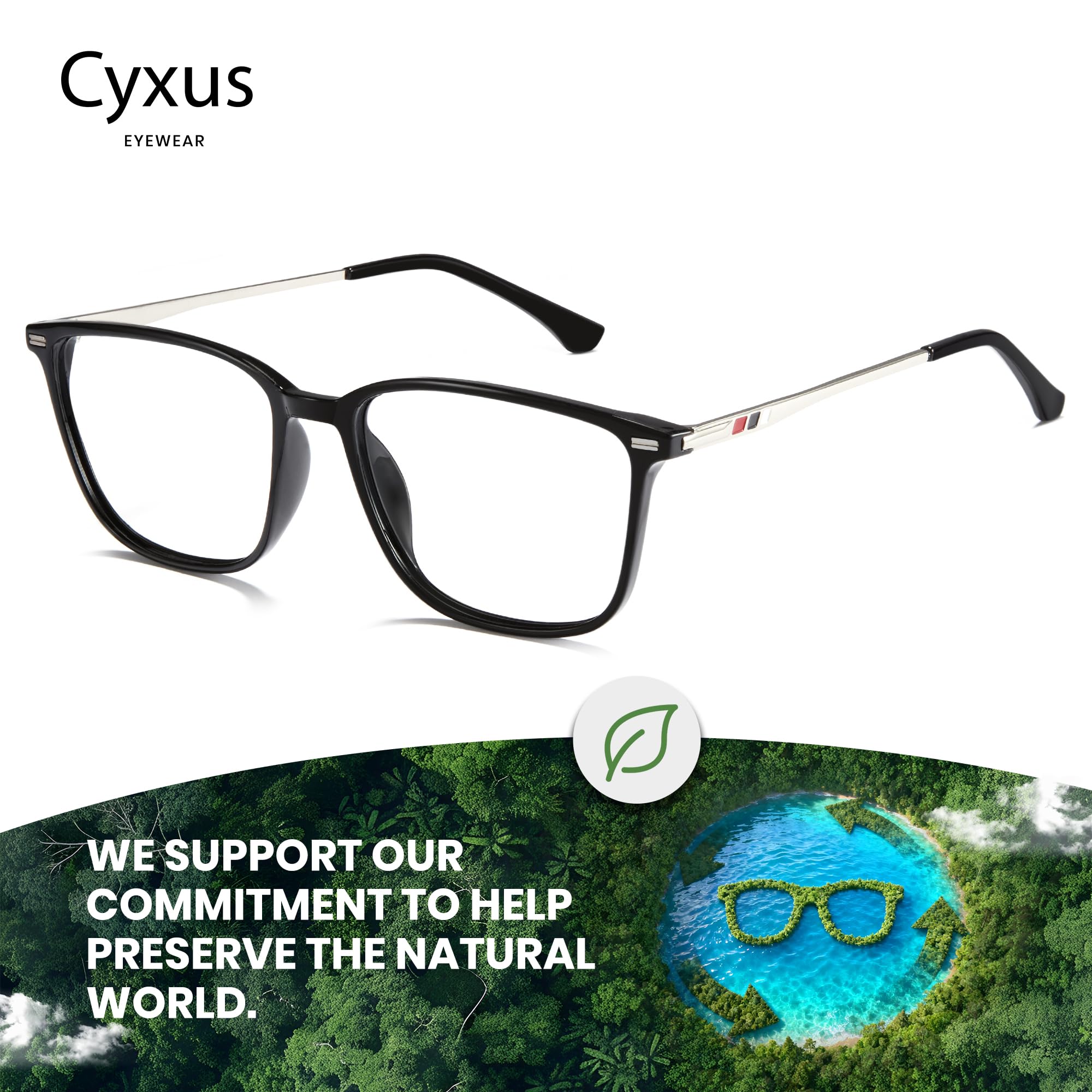 Cyxus Gafas luz azul cuadradas con marco clásico para computadora para hombres y mujeres