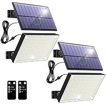 Topabol Faretto Led da Esterno Solare,400LED 3 Modalità Luce Solare LED Esterno,Bianco Freddo Lampada solare da esterno, Impermeabile Luci solari da Giardino per Sicurezza e Illuminare（2 Pezzi）