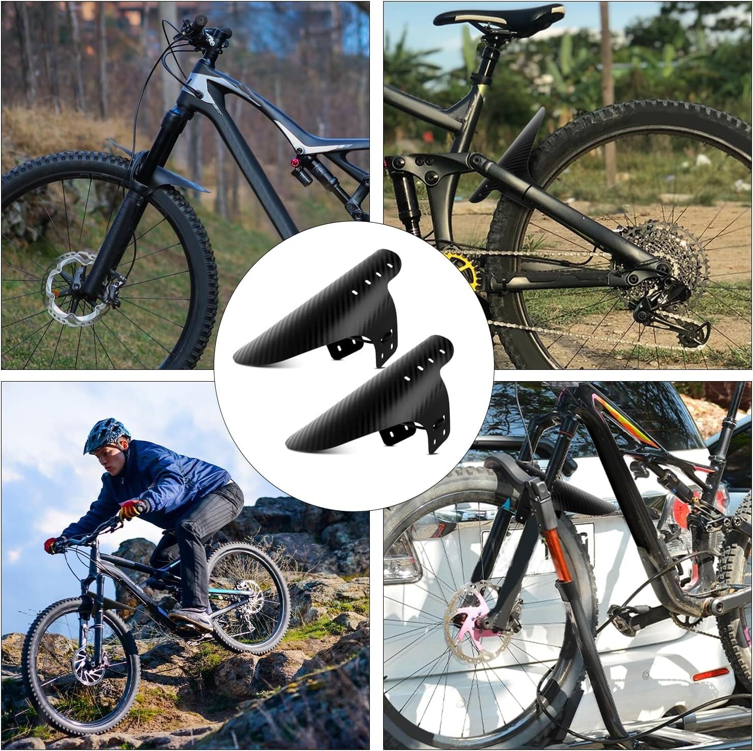 Parafango Parafango per Bicicletta Protezione Fango | Modello in carbonio pieghevole da ciclismo su strada MTB 1/2PCS Per protezione ruota anteriore posteriore