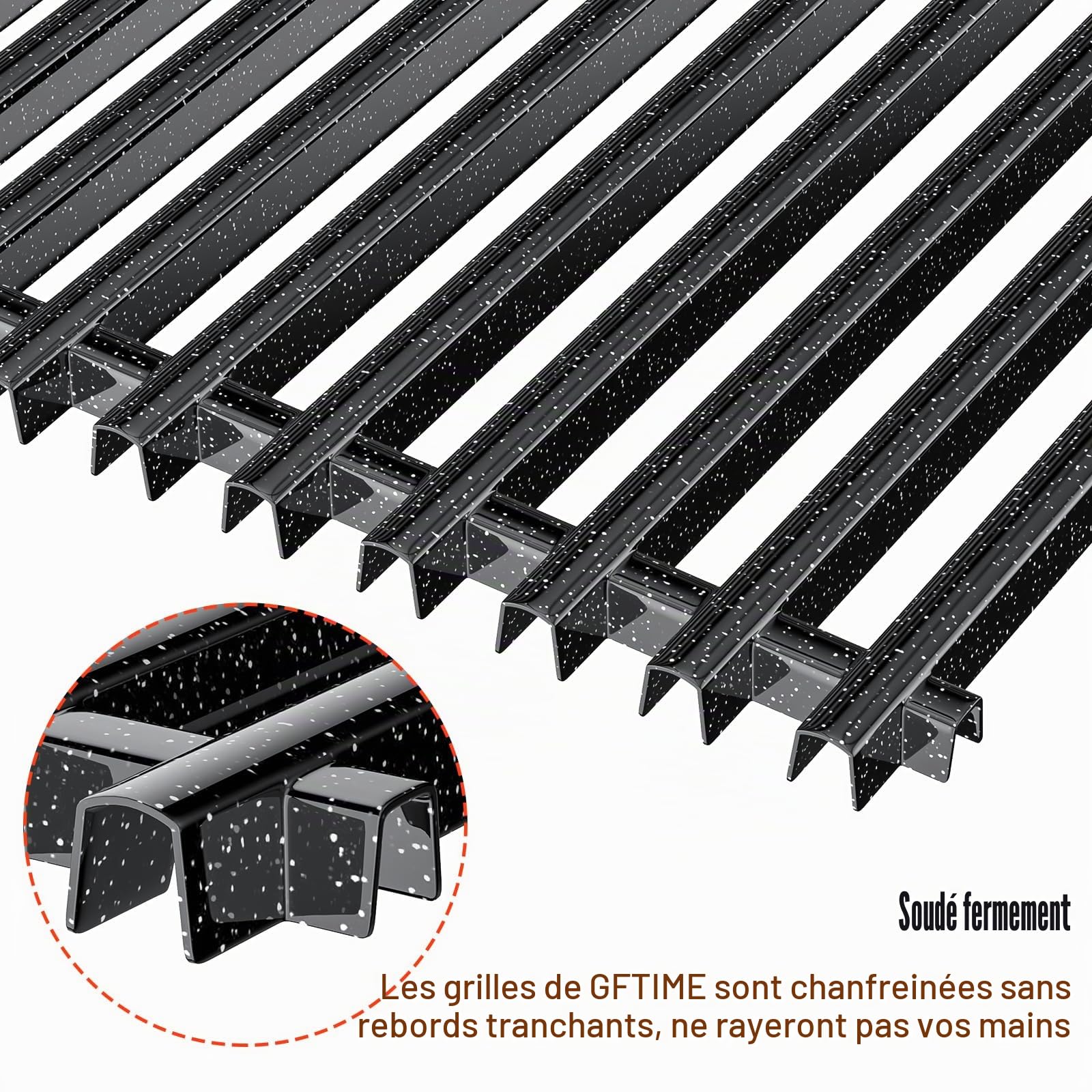 GFTIME 44 X 30CM 7525 Grille de Cuisson pour Weber Spirit I & II 300 Series E-310, E-320, S-310, S-320, Spirit 700/900, Porcelaine émaillée Barbecue Gril Gaz pièce Rechange 7525 7527 7638 7639
