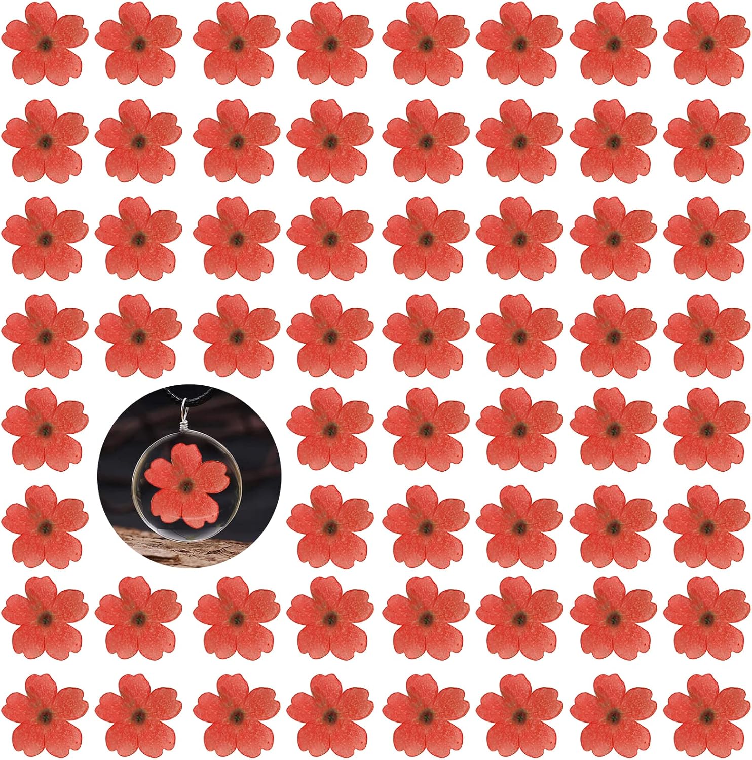 Red Dried Cherry Flowers for Resin Crafts Embellishments, 60PCS Natural Pressed Cherry Blossom Flowers for Resin Jewelry DIY Phone Case Decor Candle Making Decoration