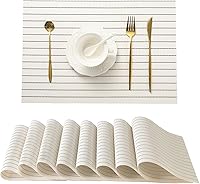 Vista 74 de Leetaltree - Juego de 6 manteles individuales, resistentes al calor, antideslizantes, para mesa de comedor, lavables, duraderos, tejido de PVC Azul