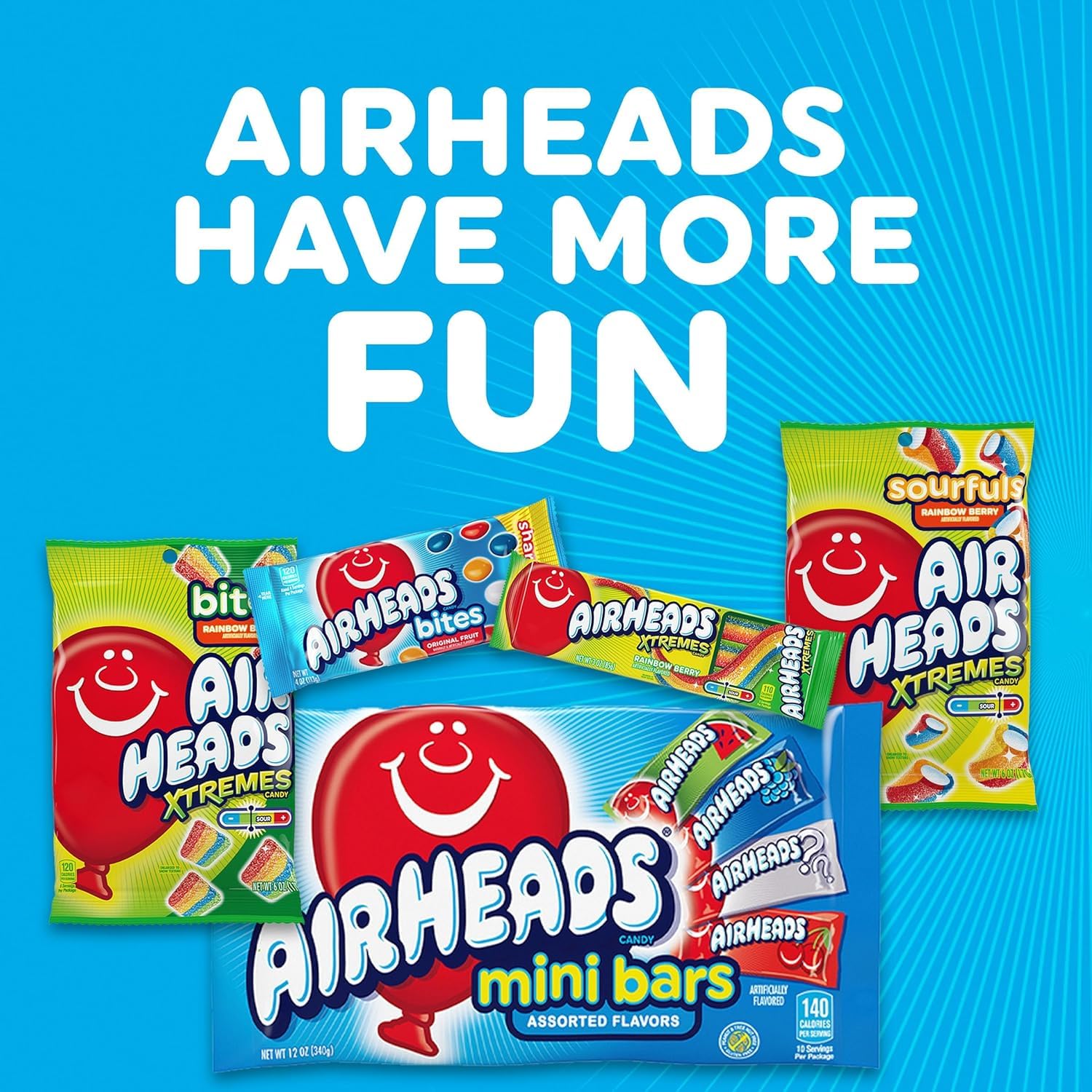 Airheads Candy Bites, Paradise Blend, 56.7 g (paquete de 18)
