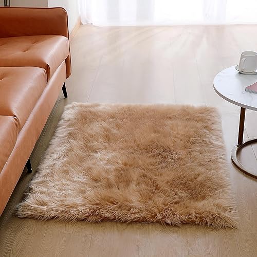 Miniatura 76 de Alfombra de piel sintética de piel de oveja, esponjosa, esponjosa, color negro, de 3 x 4 pies, para dormitorio, mesita de noche, suelo, sala
