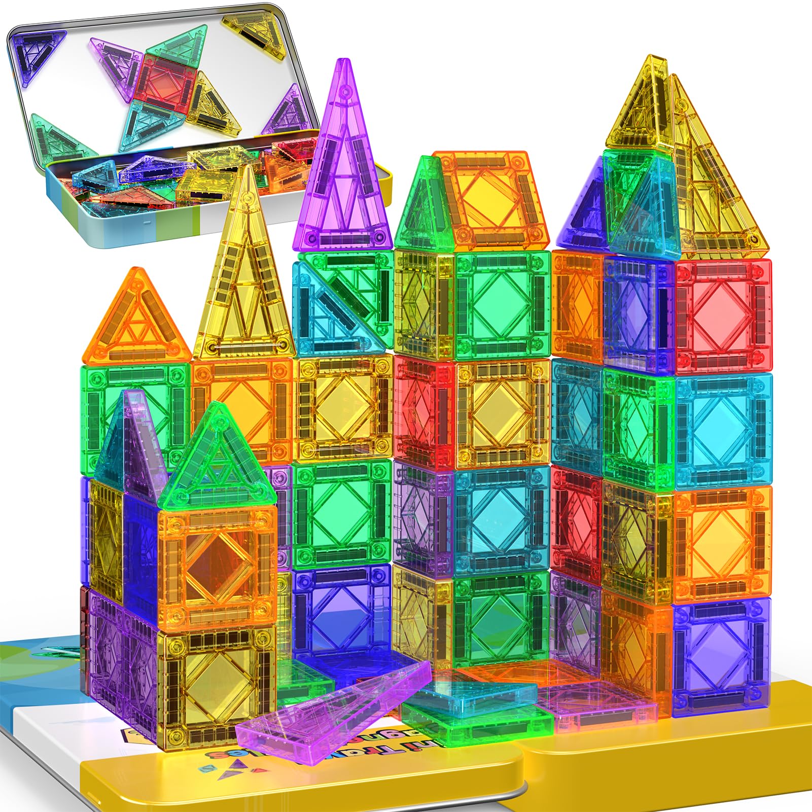 iKidiki Regalo bambini bambina 3 4 5 6 Anni, 43 Pezzi Costruzioni Magnetiche per Bambini Viaggio Giocattoli Magnetici per Bambini Giochi Bambina 3-6 Anni