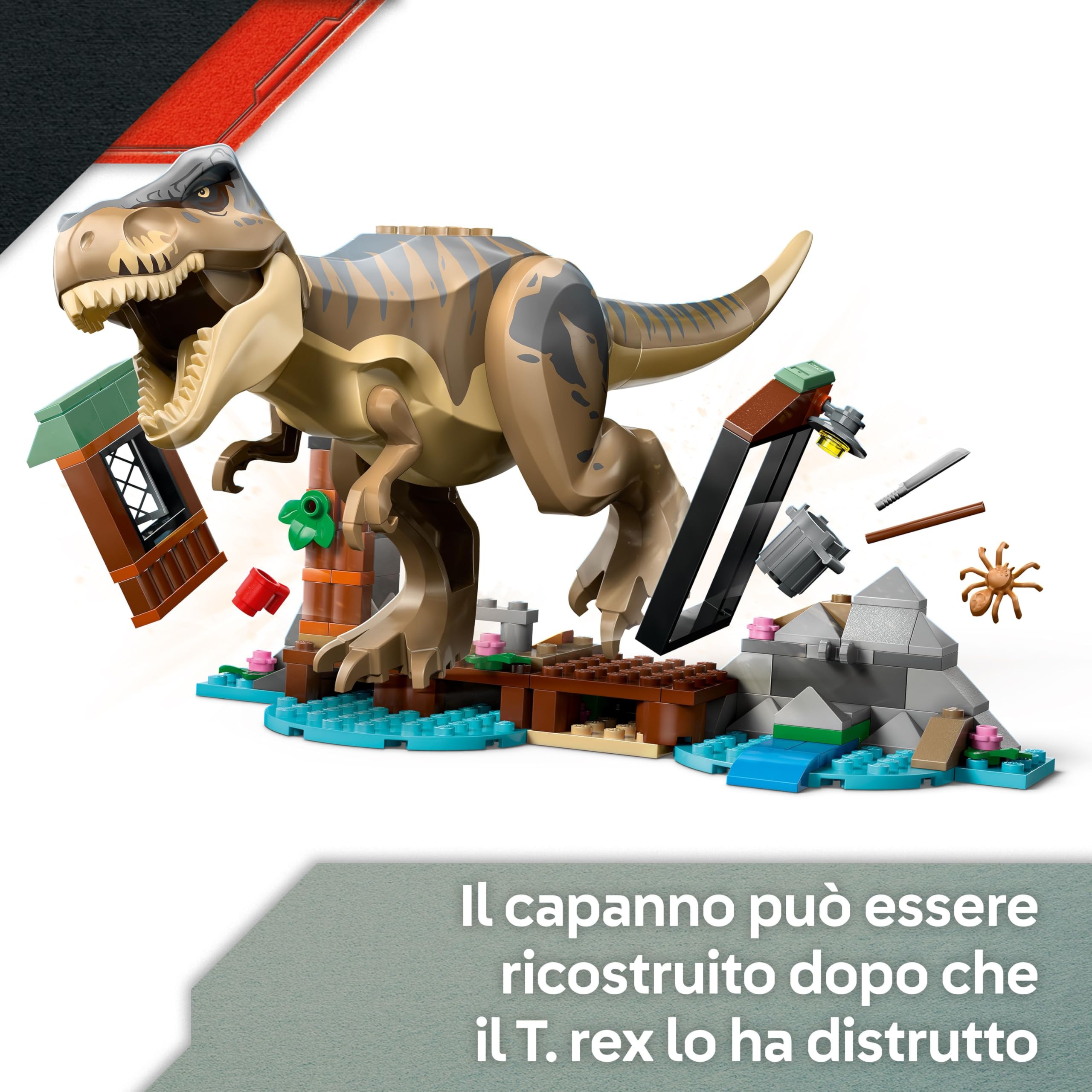 LEGO Jurassic World Fuga sul Fiume dal T. Rex - Giocattolo Interattivo con Dinosauro, una Barca, un Veicolo ATV e 2 Minifigure - Regalo per Bambini e Bambine da 5 Anni in su - 76975