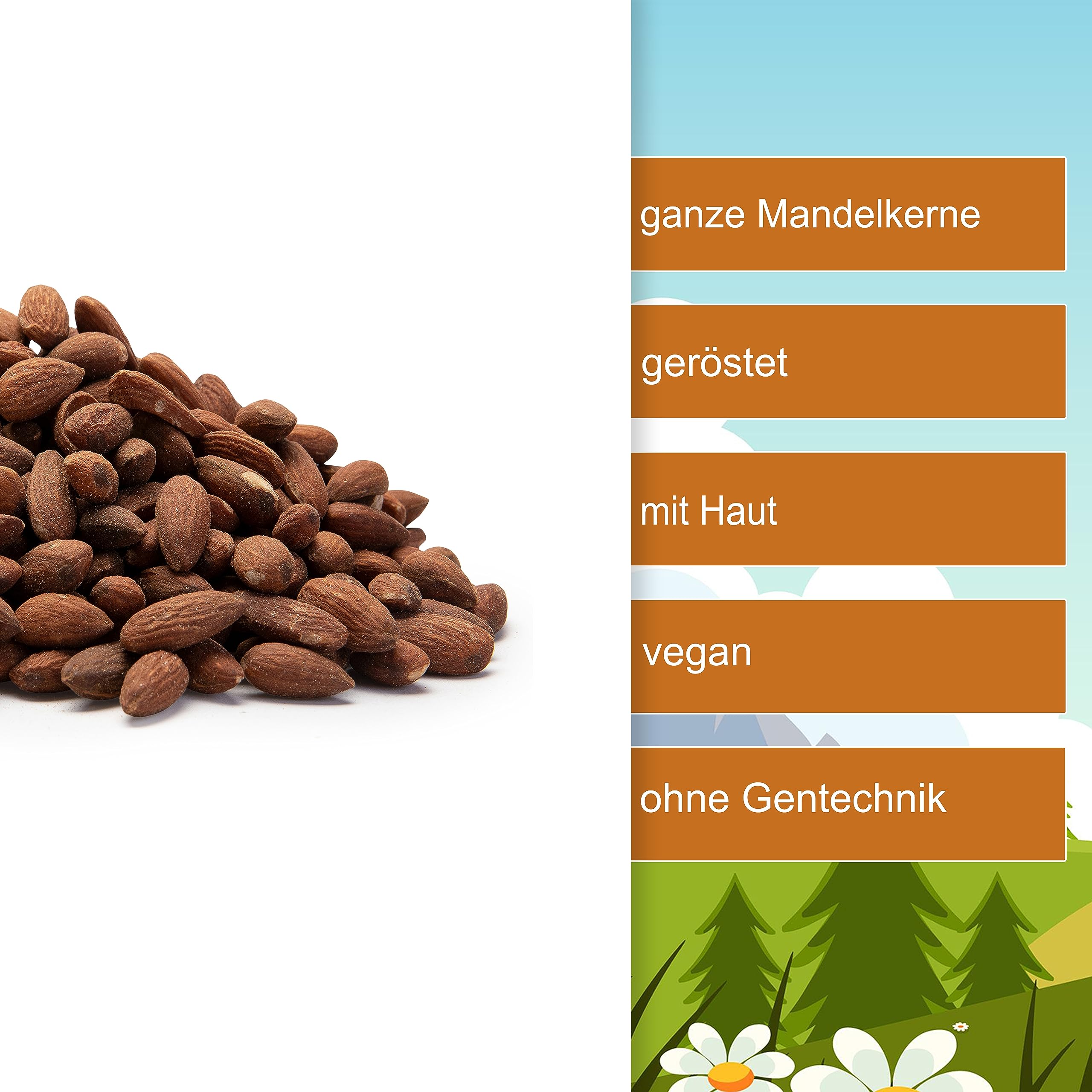 Mandeln geröstet 1,5kg - ganze Mandelkerne mit Haut - leicht gesalzen - knuspriger Snack - Röstaroma - große knackige Mandel Kerne mit gerösteten Aroma - (1,5kg Eimer)