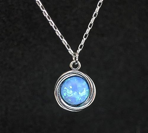 Miniatura 8 de Opal necklace pendant, Sterling Silver 925 blue opal necklace for Women, Minimalist Stone Pendant, Bohemian Jewelry, Silver Opal necklace,