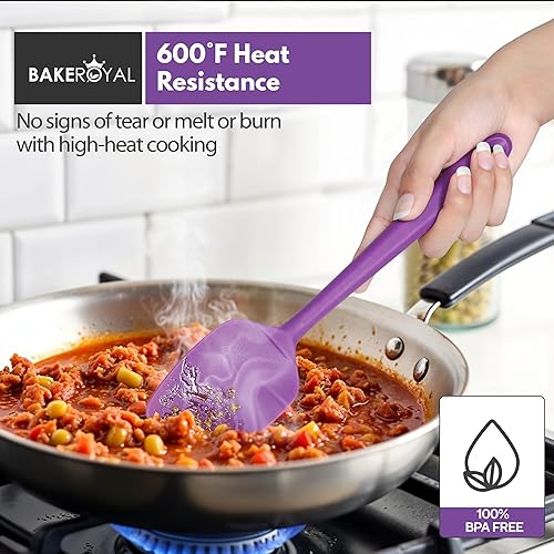 Miniatura 4 de Juego de espátulas de silicona  4 espátulas de goma de silicona resistente al calor 600F para tareas diarias  Espátulas de cocina de diseño sin