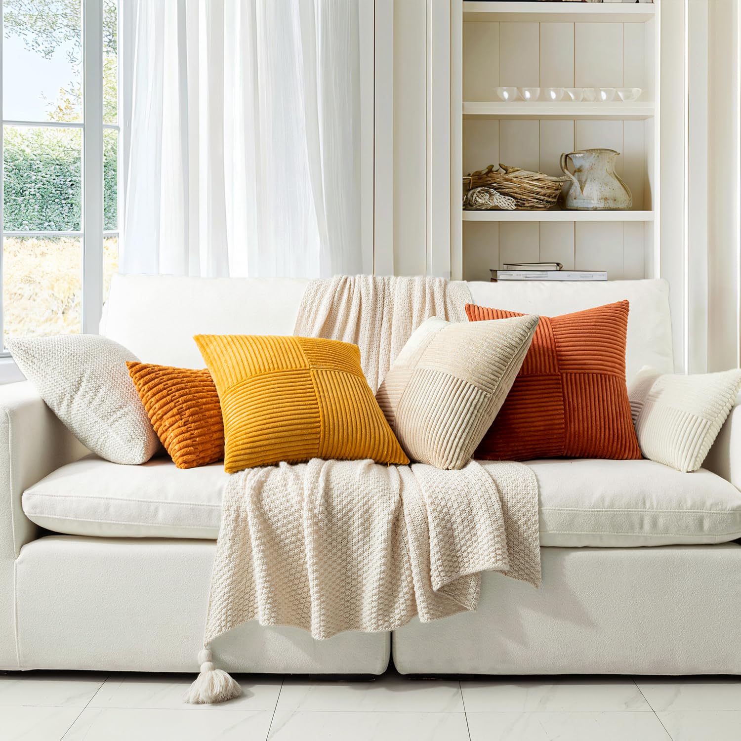 MIULEE Set 2 Federe Cuscini In Ciniglia 45x45 Cm – Rosso, Con Cerniera Nascosta, Per Divano E Camera Da Letto