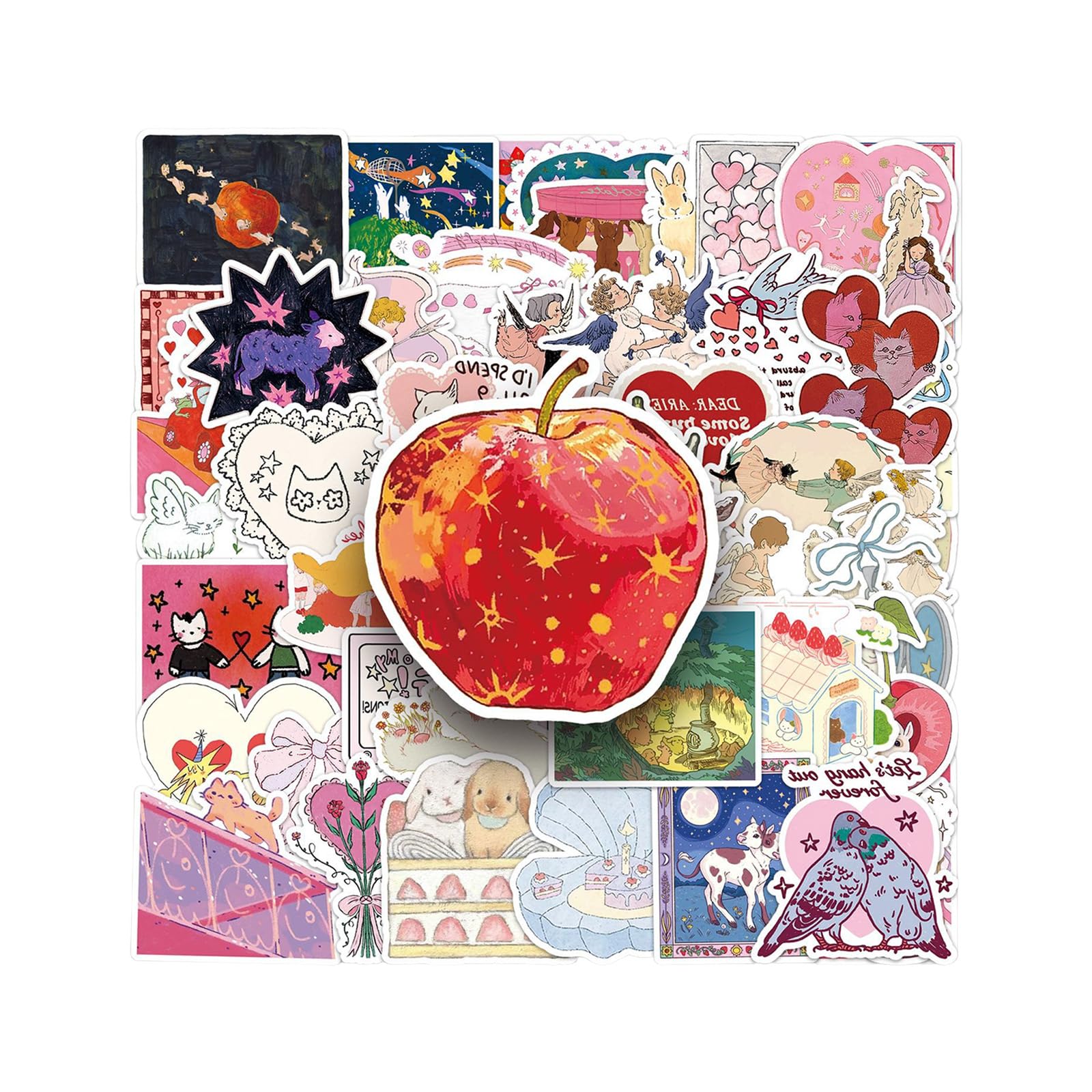 50Pcs Aesthetic Sticker Waterproof PVC Sticker for Scrapbooking Notebook Journal Water Bottle Laptop Phone Decoration Educational