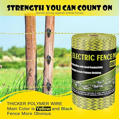 Miniatura 15 de BESTEEL Alambre de polietileno eléctrico mejorado para valla de 1650 pies, 1,640.4 ft, alambre eléctrico portátil de 1/8 pulgadas de diámetro, 6