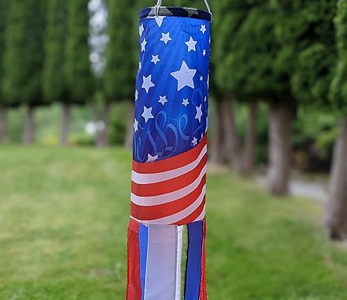 Miniatura 9 de USA Liberty Flowers Windsock  Decoración patriótica duradera para colgar al aire libre  patio, jardín, patio  48 pulgadas