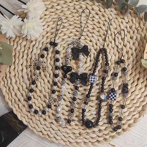 Miniatura 2 de Homvog 4 dijes para teléfono con cuentas para teléfono, correa estética Y2K para teléfono celular, llavero lindo oso de mariposa y corazón, dije