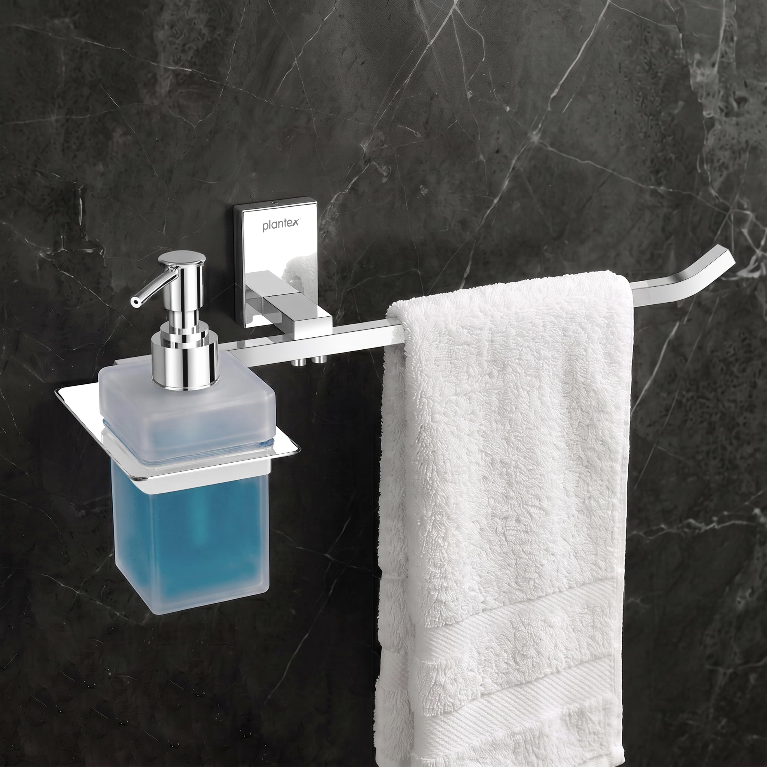Plantex 304 Grade Stainless Steel Liquid Soap Dispenser/Shampoo Dispenser/Napkin Ring/Towel Holder for Bathroom/Bathroom Accessories - Crystal (1420-Chrome)-picture-25