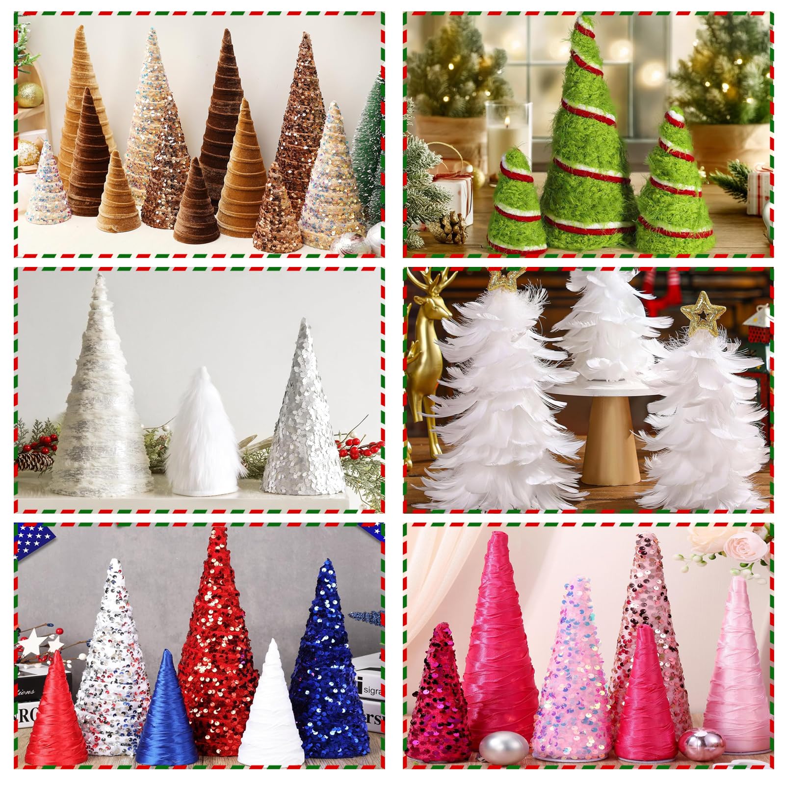 Lot de 10 cônes en papier mâché à fond ouvert - 35,1 x 12,7 cm - Cônes en carton extra épais pour nains de Noël, décoration d'arbre de Noël, loisirs créatifs