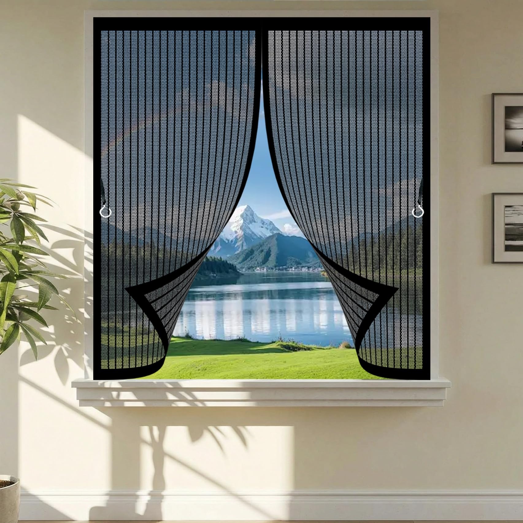 Rideau anti moustique pour tous types de fenêtres 180x145cm maille ultra fine