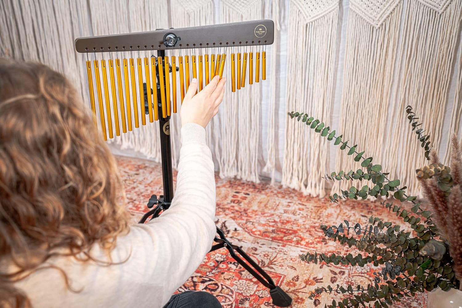 Height Adjustable Chimes Stand for Seated or Standing Players — Great for Meditation, Sound Healing Therapy and Yoga — Solid Steel, 2-YEAR WARRANTY