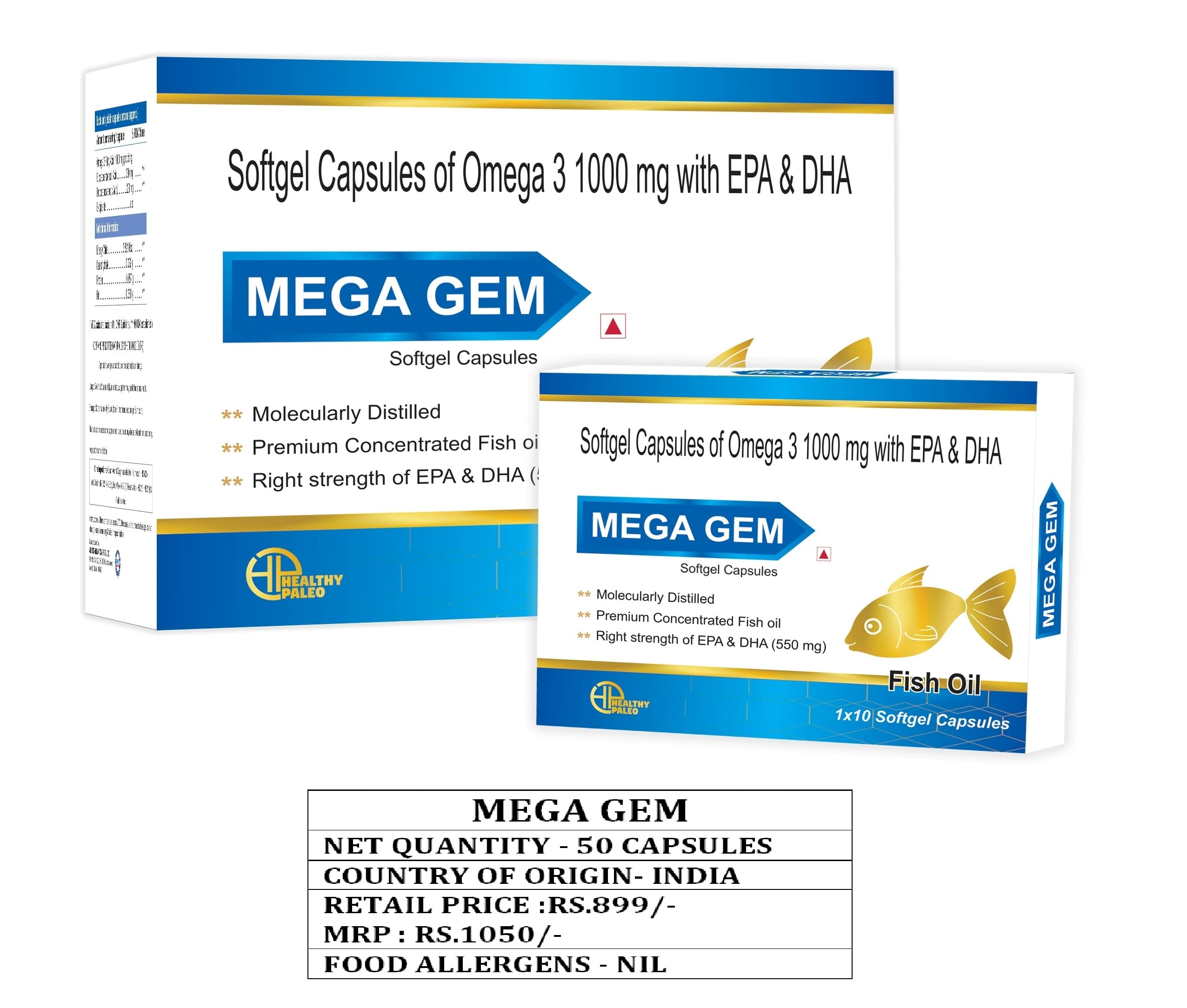 Buy Omega 3 1000mg FISH OIL (Pack of 50 s), Each with EPA 330/DHA 220