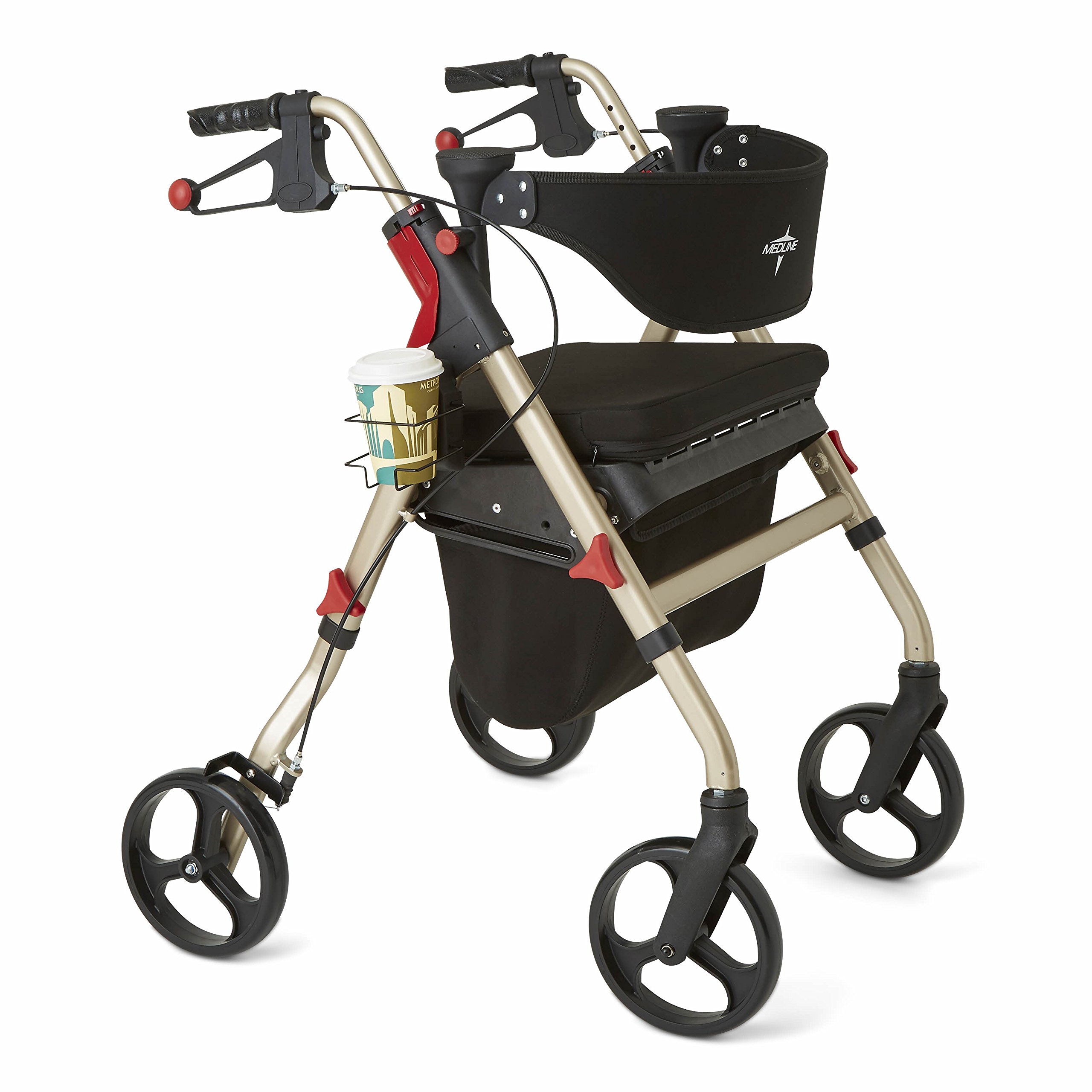 Buy Medline Premium Empower Rollator Walker with Seat, Folding Rolling