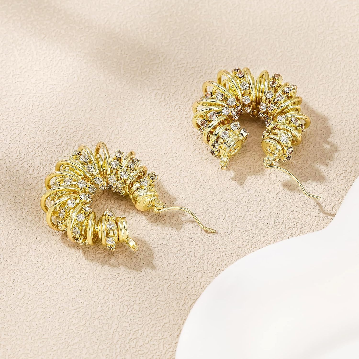 Chunky Gold Hoop Earrings Statement Earrings for Women Sparkly Rhinestone CZ Thick Hoop Earrings - Image 8