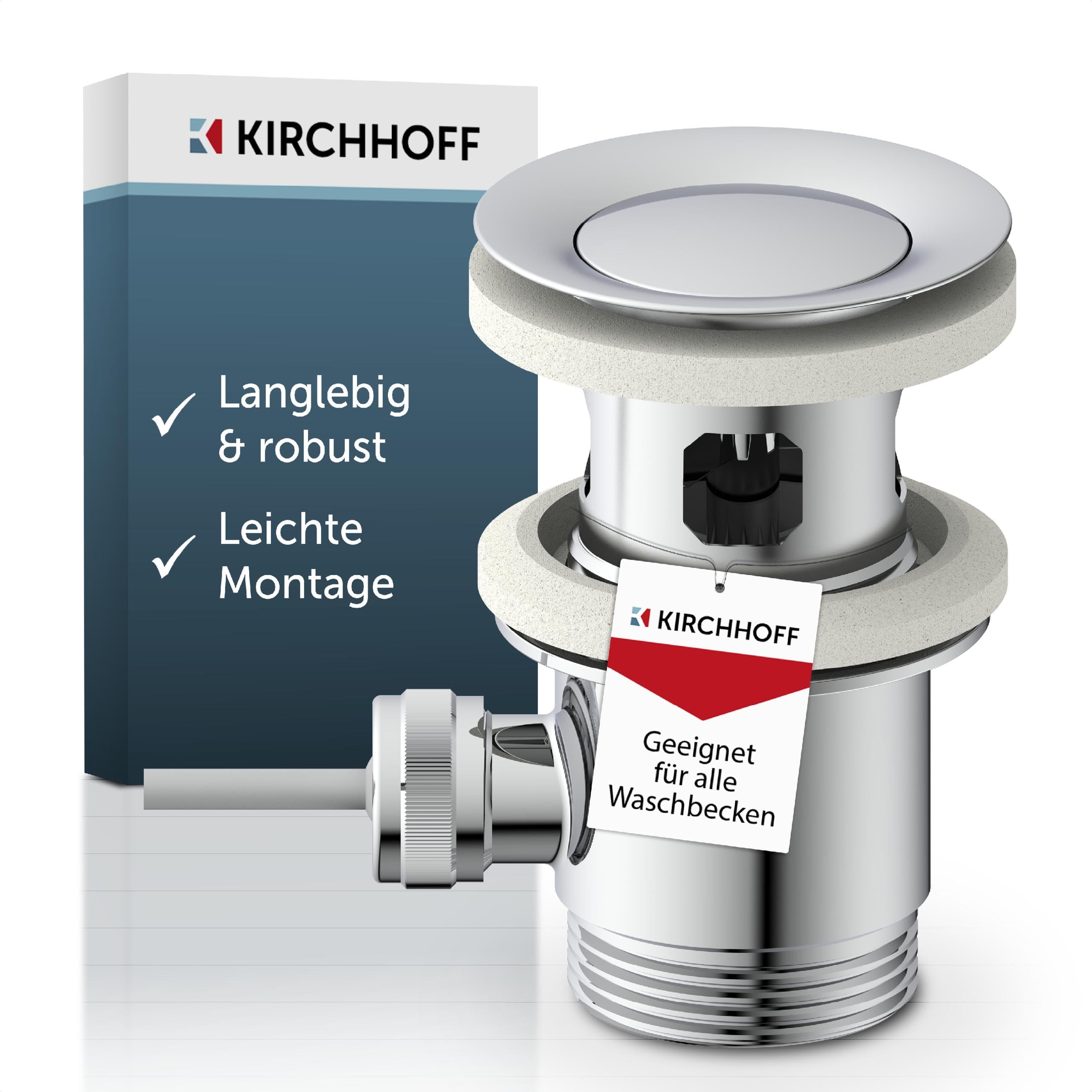 EISL KIRCHHOFF Exzentergarnitur für das Bad, Ablaufventil ohne Zugstange für das Waschbecken, 1 1/4" Stöpsel Chrom, Extentergestänge für das Waschbecken mit Überlauf, 986444013