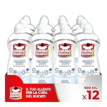 Omino Bianco – Additivo Sbiancante Bianco Vivo Gel Lavatrice, Azione Extra Sbiancante e Igienizzante, Specifico per i Tessuti Bianchi, 900 ml x 12 Pezzi